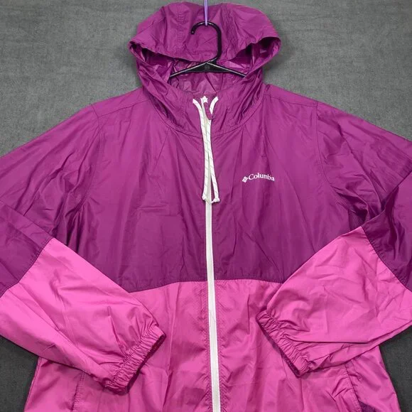 Columbia Womens Two-Tone Pink Lightweight Windbreaker Jacket With Hood Medium - Picture 3 of 13